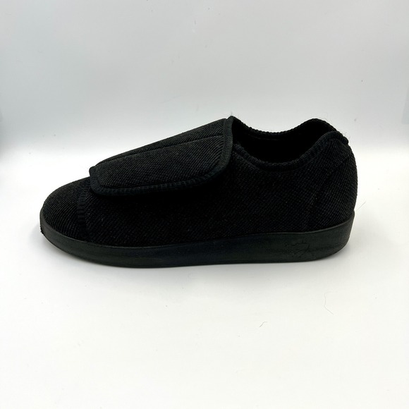 Silverts Slippers Shoes Mens 8 Womens 10 Extra Wide Easy Hook Loop SV15100 Black - Picture 14 of 16